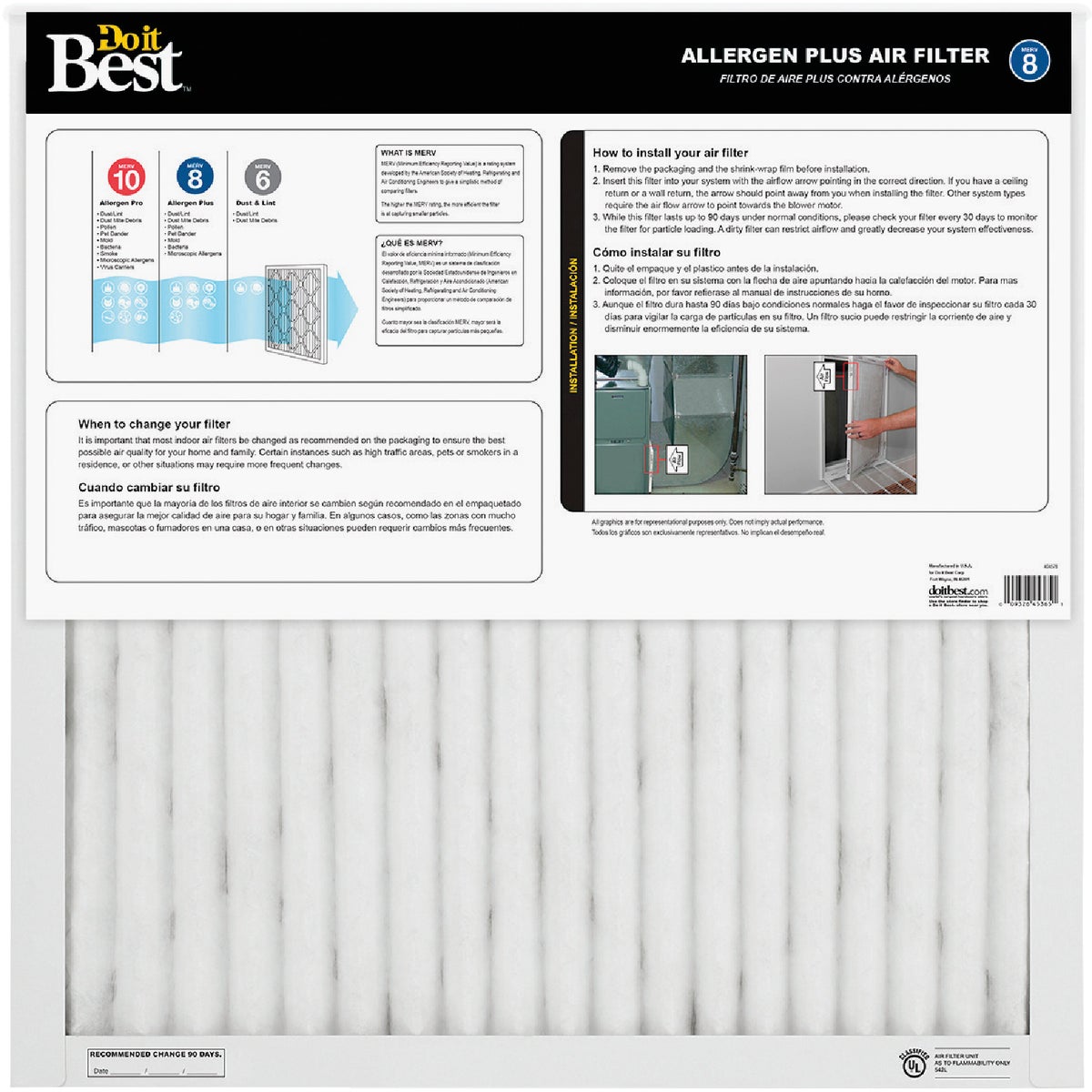 Do it Best 10 In. x 20 In. x 1 In. Allergen Plus MERV 8 Furnace Filter