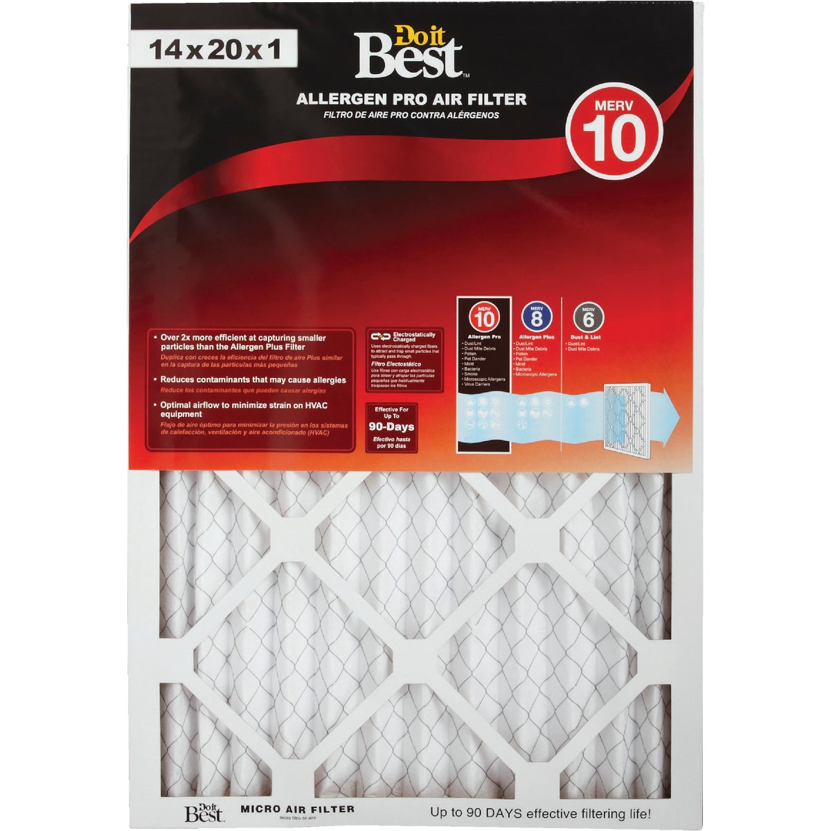 Do it Best 14 In. x 20 In. x 1 In. Allergen Pro MERV 10 Furnace Filter