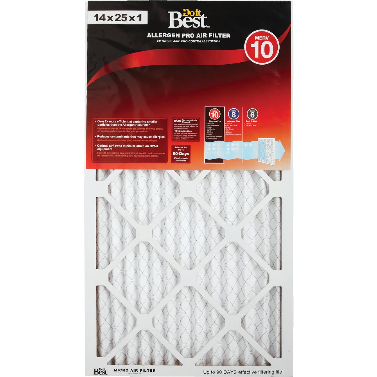 Do it Best 14 In. x 25 In. x 1 In. Allergen Pro MERV 10 Furnace Filter