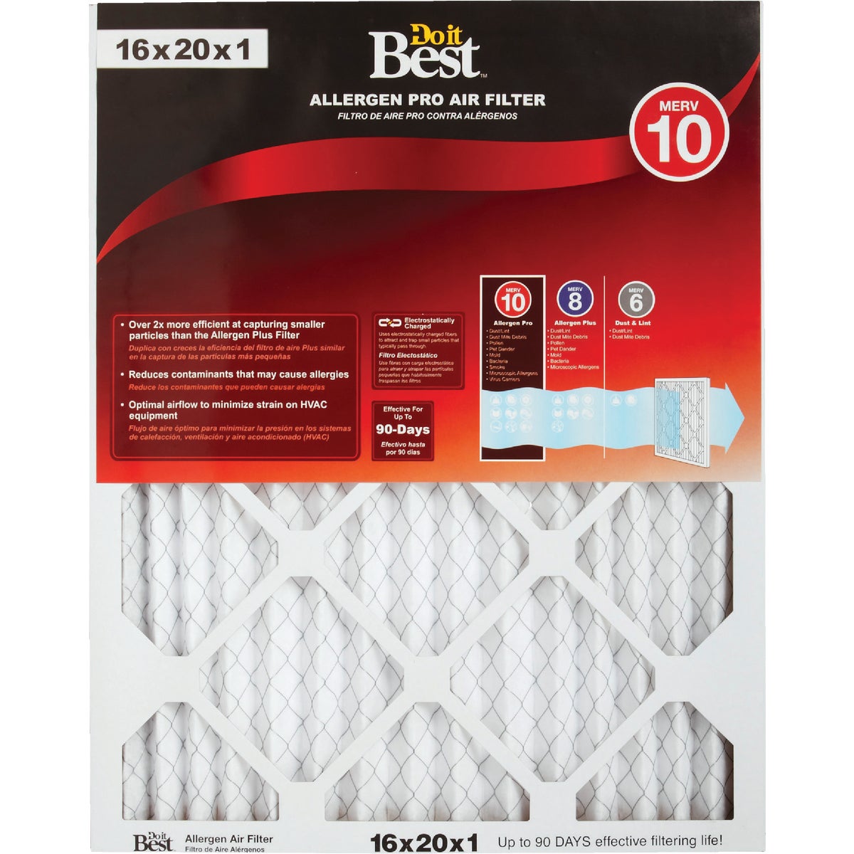 Do it Best 16 In. x 20 In. x 1 In. Allergen Pro MERV 10 Furnace Filter