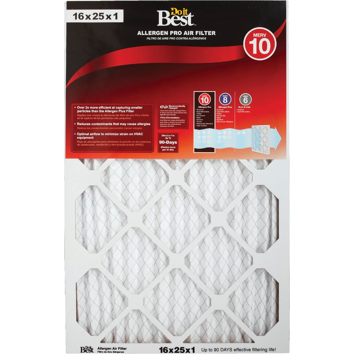 Do it Best 16 In. x 25 In. x 1 In. Allergen Pro MERV 10 Furnace Filter