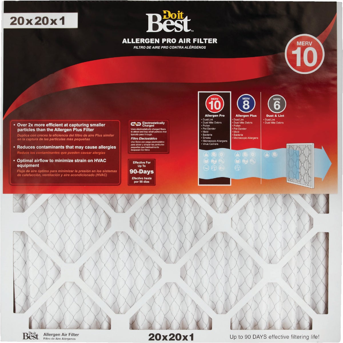 Do it Best 20 In. x 20 In. x 1 In. Allergen Pro MERV 10 Furnace Filter