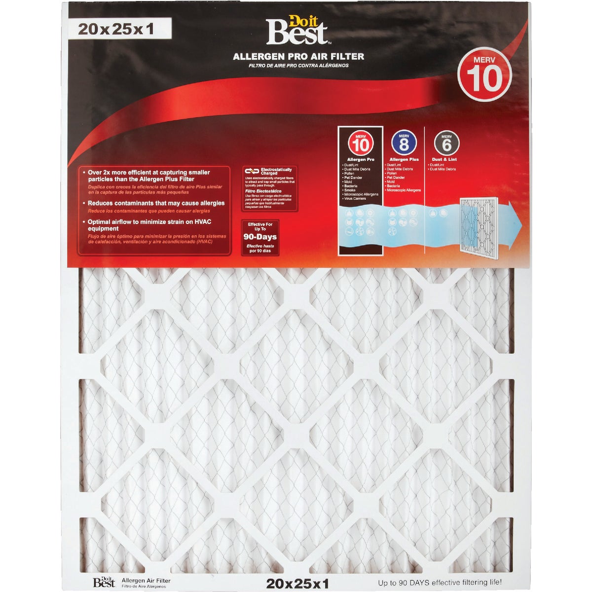 Do it Best 20 In. x 25 In. x 1 In. Allergen Pro MERV 10 Furnace Filter