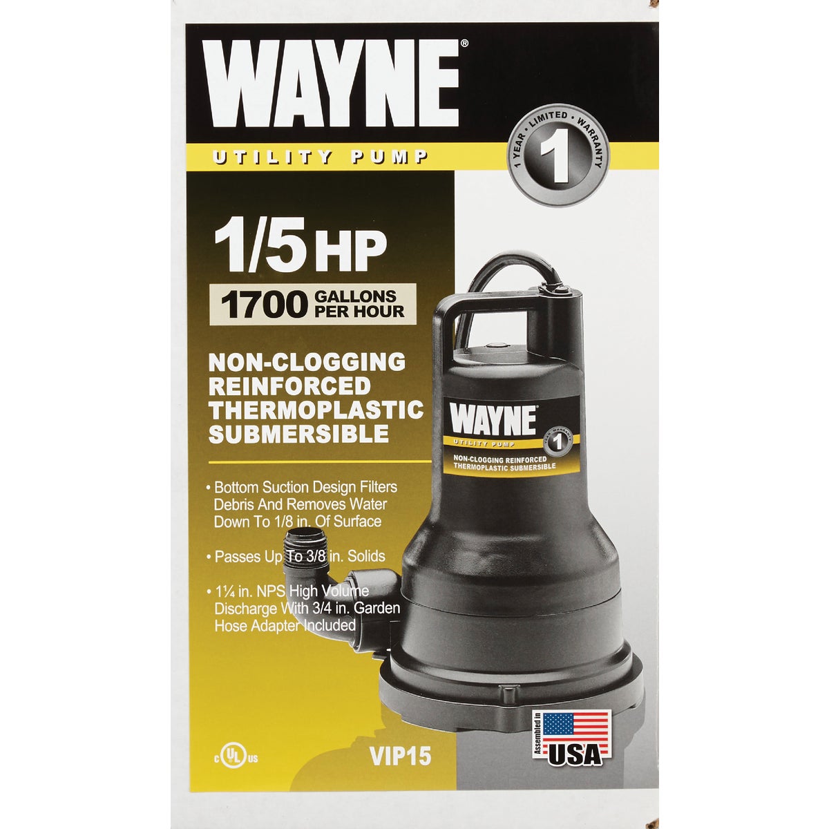 Wayne 1/5 HP Submersible Utility Pump