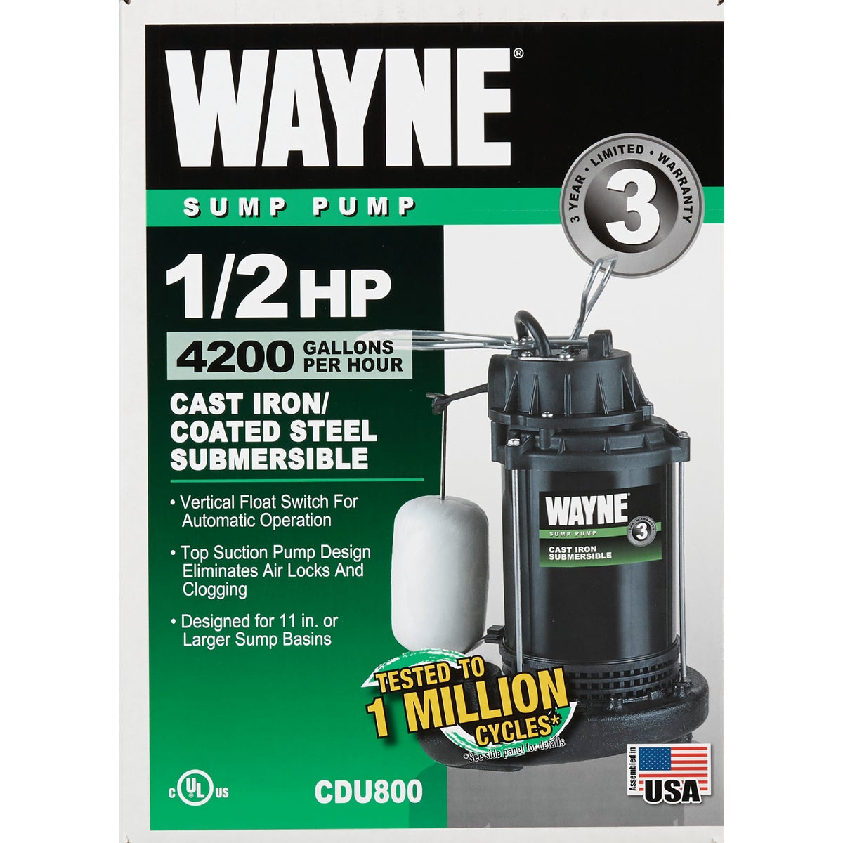 Wayne Water System 1/2 HP 115V Cast-Iron Submersible Sump Pump