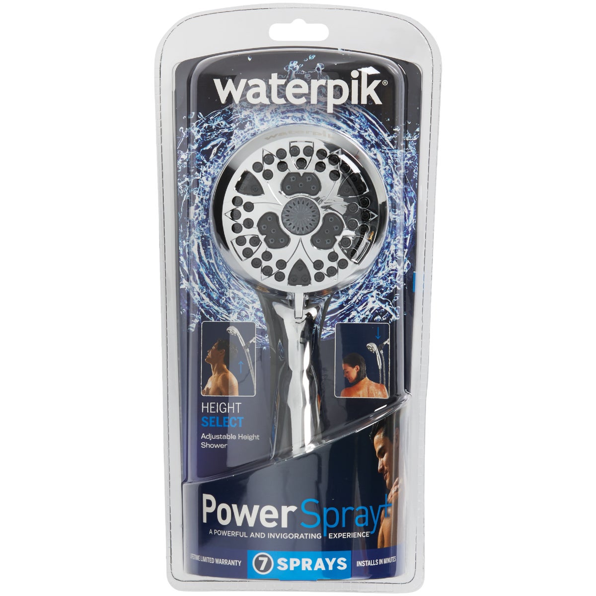 Waterpik HeightSelect 7-Spray 1.8 GPM Handheld Shower, Chrome