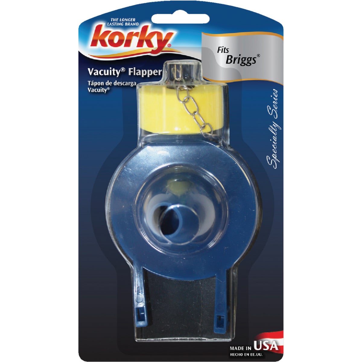 Korky Briggs Vacuity Toilets Rubber Flapper with Adjustable Float and Stainless Steel Chain