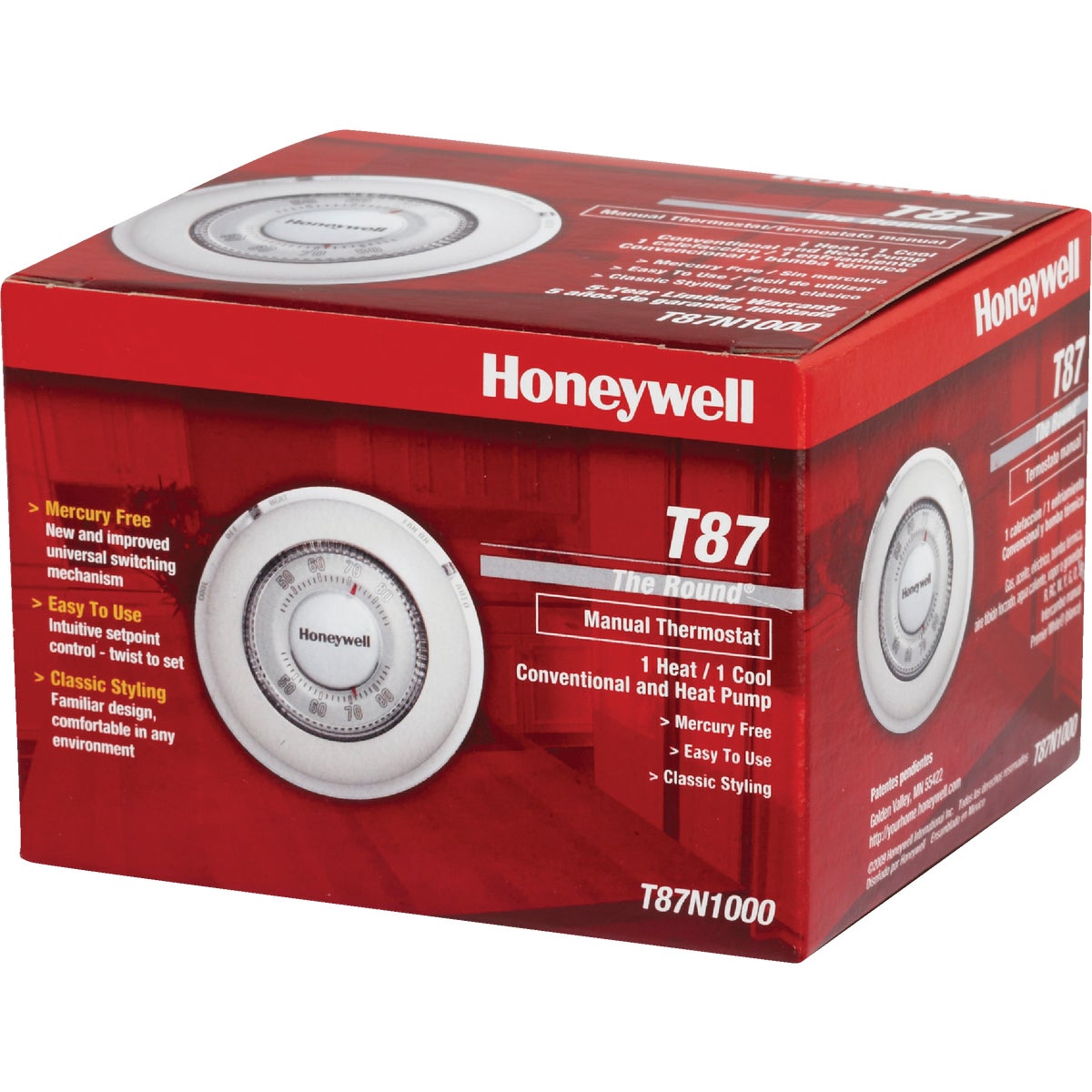 Honeywell Heat or Cool 40 F to 90 F Off White Round Wall Thermostat