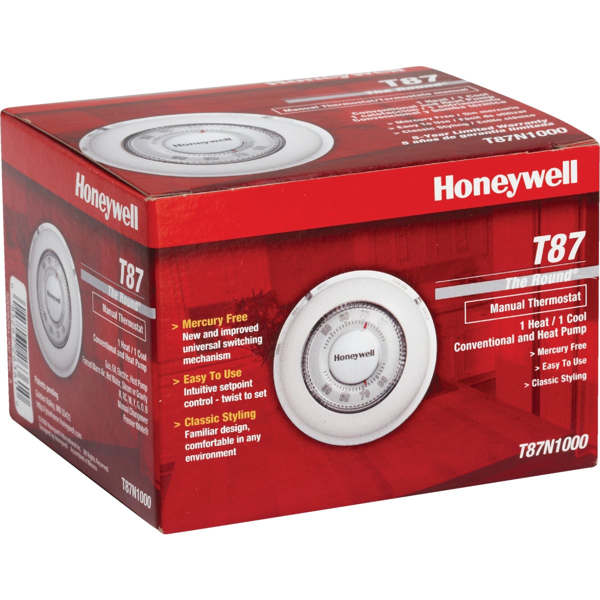 Honeywell Heat or Cool 40 F to 90 F Off White Round Wall Thermostat