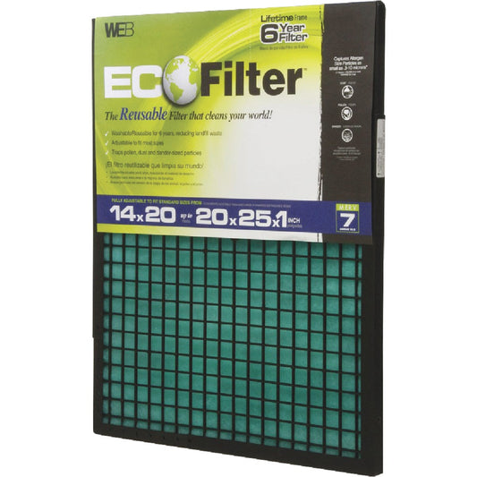 Web EcoFilter 14 In. x 20 In. x 1 In. to 20 In. x 25 In. x 1 In. Adjustable MERV 7 Furnace Filter