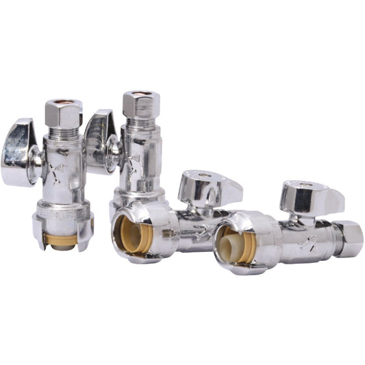 SharkBite 1/2 In. x 3/8 In. Compression Brass Straight Stop Valve (4-Pack)