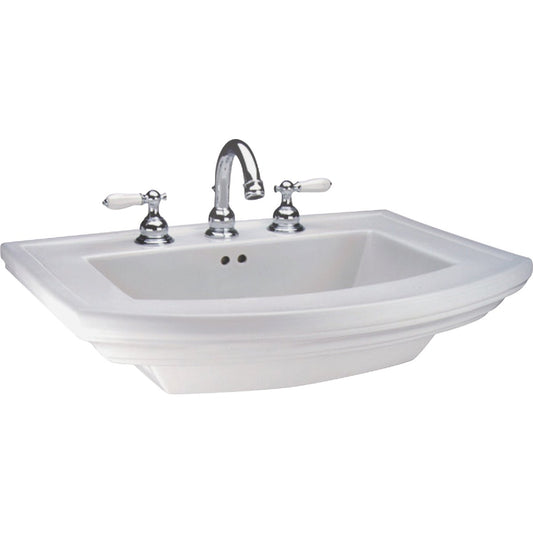 Mansfield Barrett White Vitreous China Pedestal Sink Bowl with 4 In. Faucet Centers