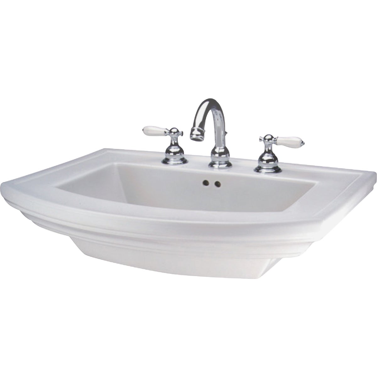 Mansfield Barrett White Vitreous China Pedestal Sink Bowl with 4 In. Faucet Centers