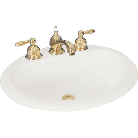 Mansfield Alto II Oval Drop-In Bathroom Sink, Biscuit