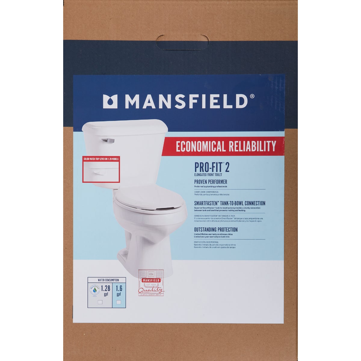 Mansfield Pro-Fit 2 White Elongated Bowl 1.6 GPF Toilet Kit