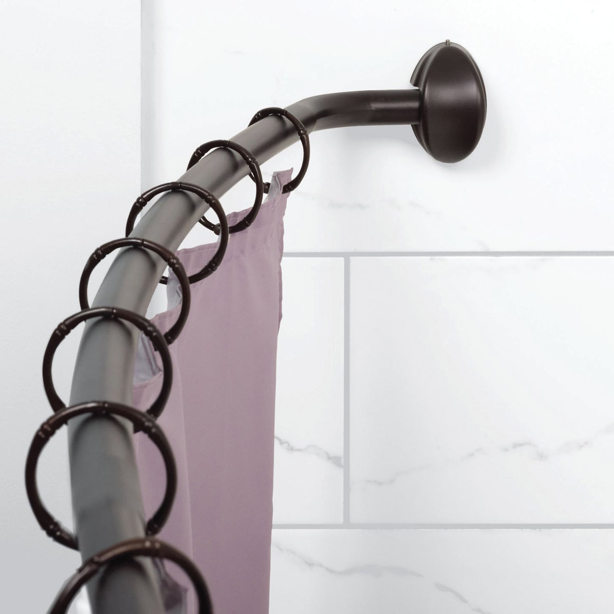 Zenith Zenna Home Curved 60 In. To 72 In. Adjustable Fixed Shower Rod in Heritage Bronze