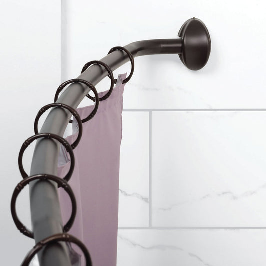 Zenith Zenna Home Curved 60 In. To 72 In. Adjustable Fixed Shower Rod in Heritage Bronze