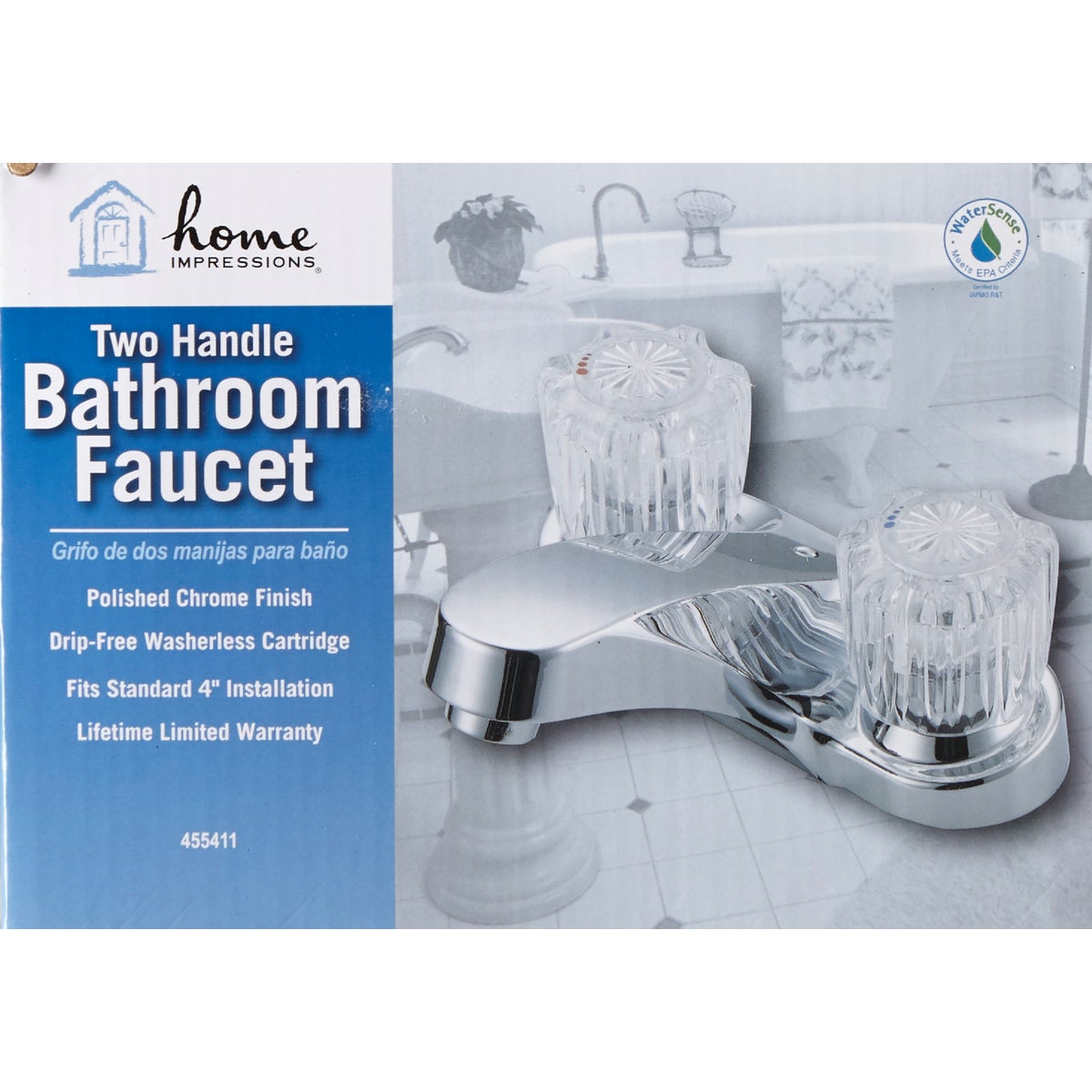 Home Impressions Chrome 2-Handle Knob 4 In. Centerset Bathroom Faucet