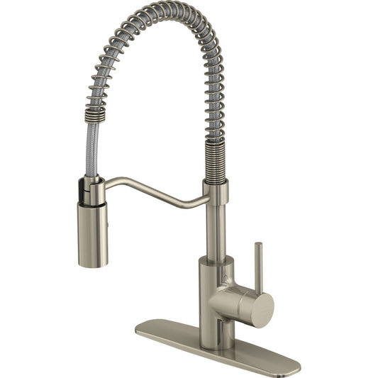 Home Impressions Single Handle Lever Commercial Pull-Down Kitchen Faucet, Brushed Nickel