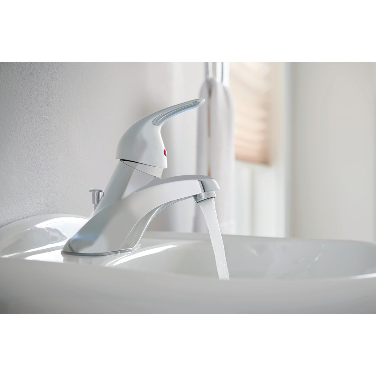 Moen Adler Chrome 1-Handle Lever 4 In. Centerset Bathroom Faucet with Pop-Up