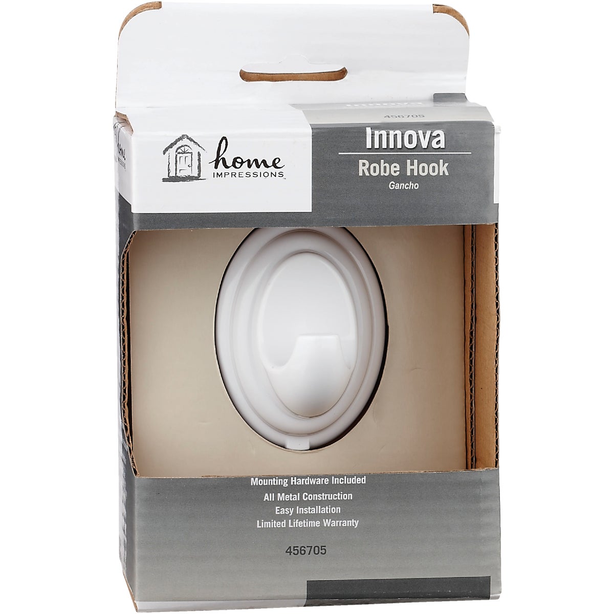 Home Impressions White Single Robe Hook