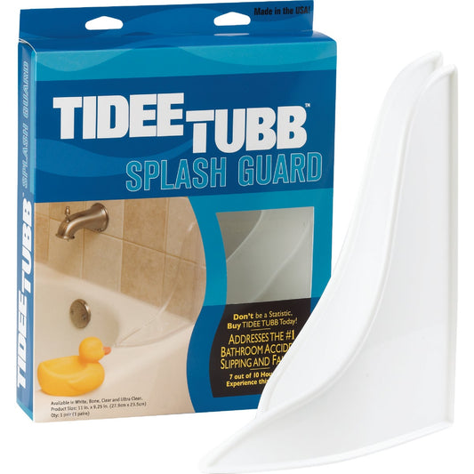 Tidee Tubb 11 In. H. x 9-1/4 In. L. White Shower Splash Guard (2-Pack)