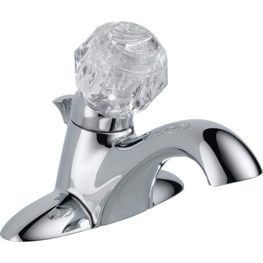 Delta Classic Chrome 1-Handle Knob 4 In. Centerset Bathroom Faucet with Pop-Up