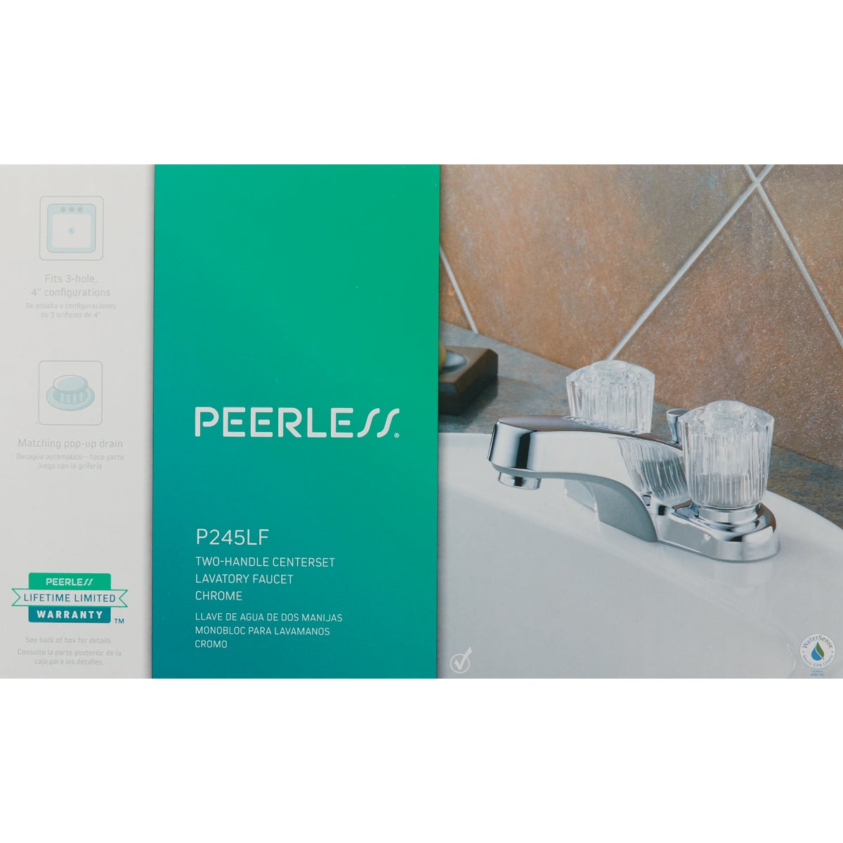 Peerless Core Chrome 2-Handle Knob 4 In. Centerset Bathroom Faucet with Pop-Up