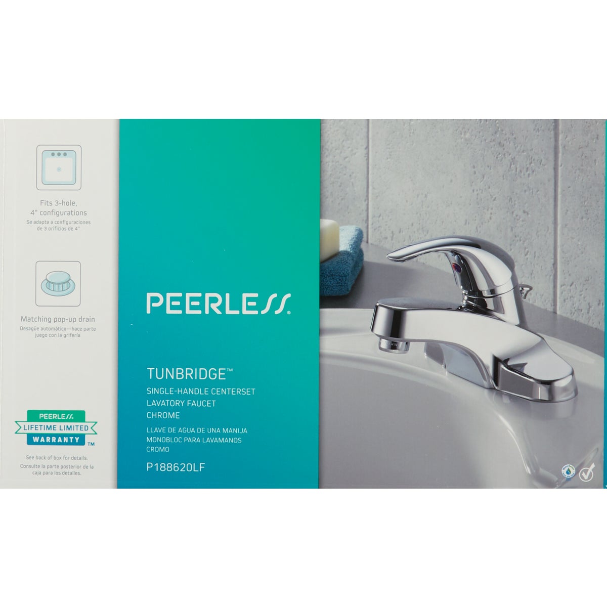 Peerless Choice Chrome 1-Handle Lever 4 In. Centerset Bathroom Faucet with Pop-Up