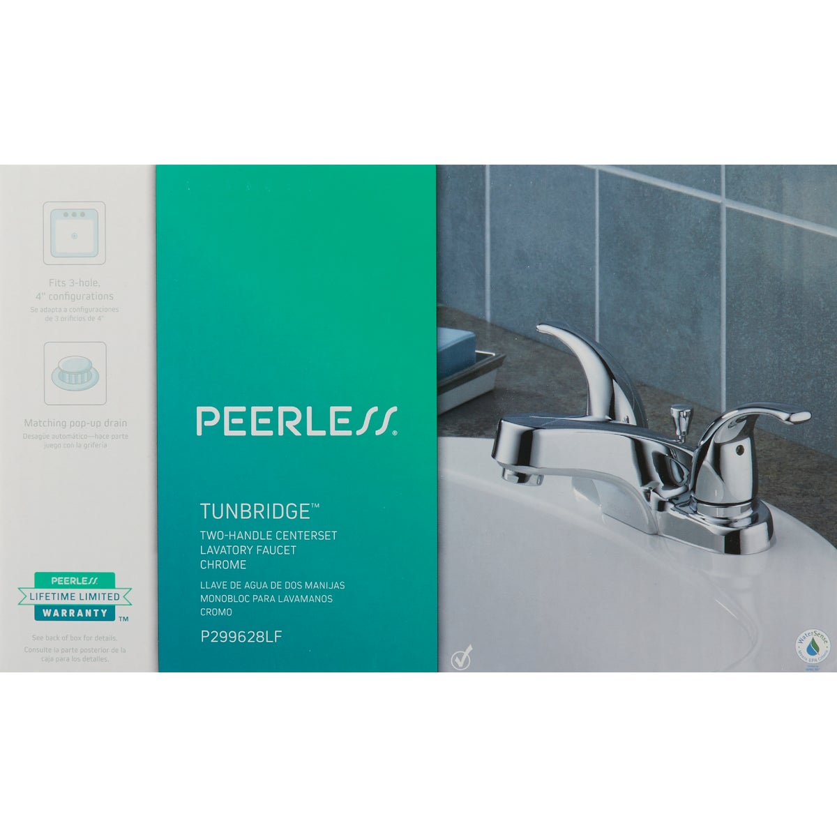 Peerless Chrome 2-Handle Lever 4 In. Centerset Bathroom Faucet with Pop-Up