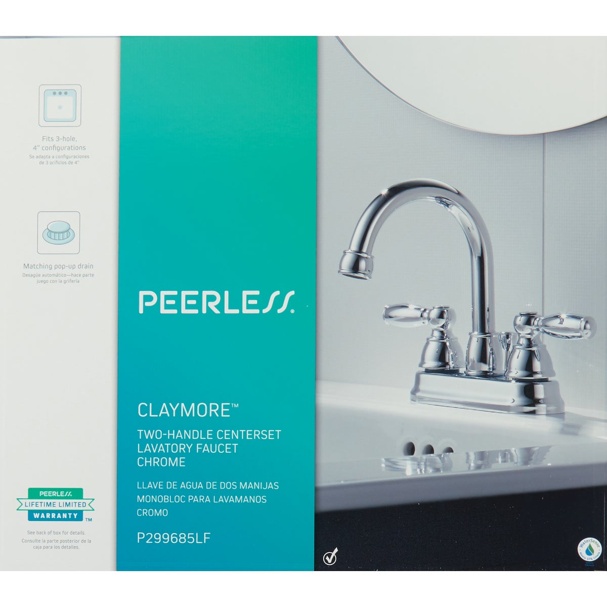 Peerless Apex Chrome 2-Handle Lever 4 In. Centerset Bathroom Faucet with Pop-Up