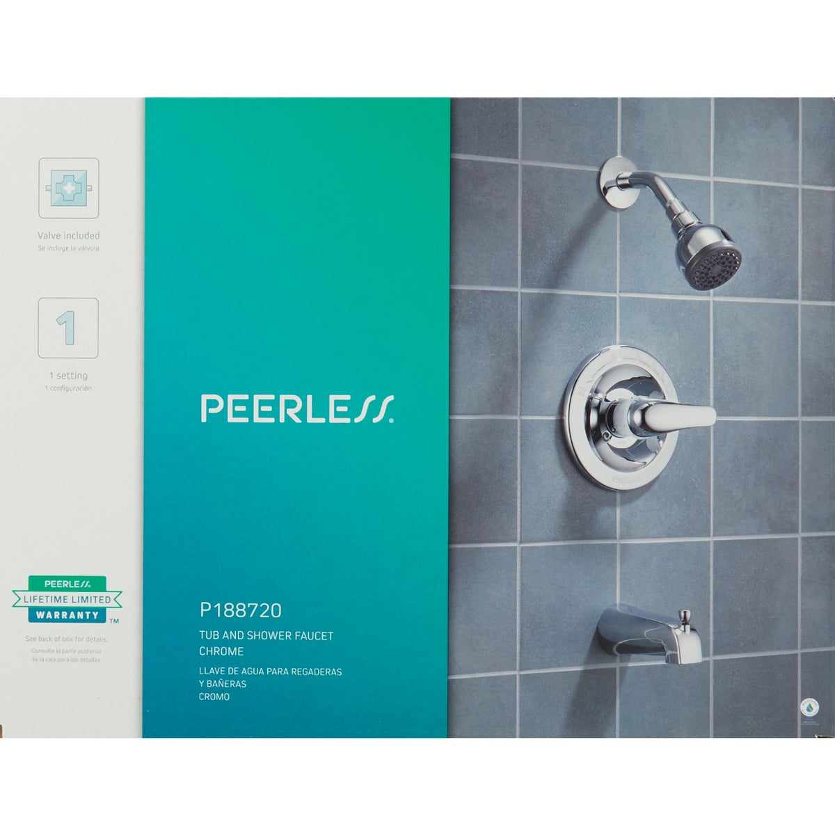 Peerless Chrome 1-Handle Lever Tub and Shower Faucet