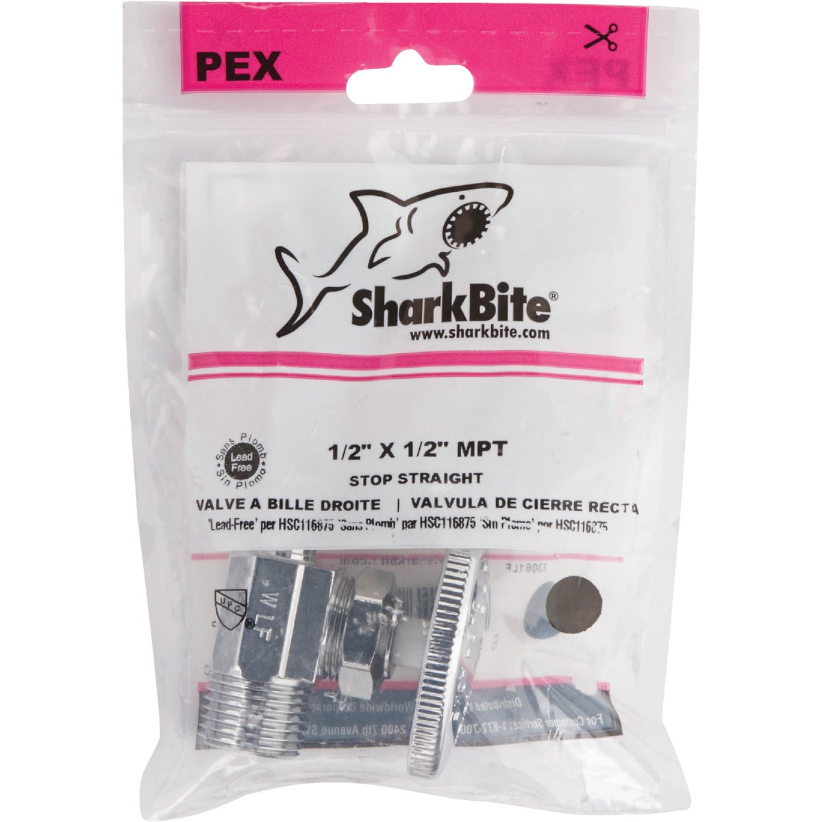 SharkBite 1/2 In. CF x 1/2 In. MPT Brass Straight Valve