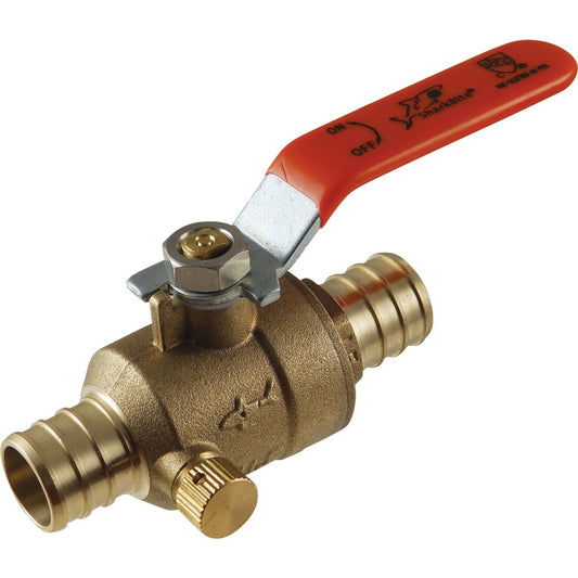 SharkBite 3/4 In. Brass Barb Ball Valve with Drain