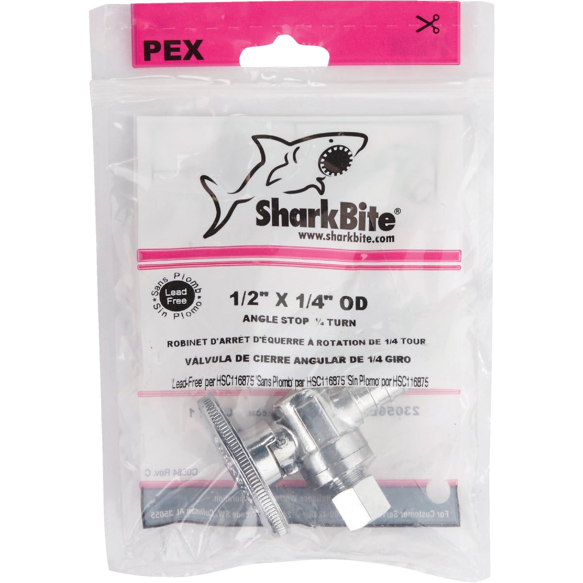 SharkBite 1/2 In. CF X 1/4 In. OD Chrome Ice Maker Valve