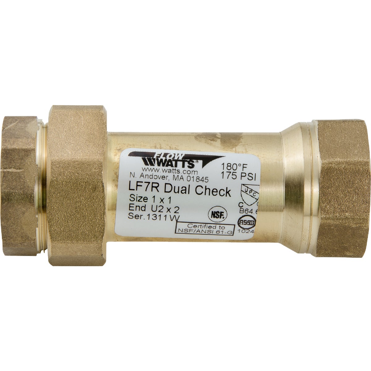 Watts 1 In. Bronze Backflow Preventer Dual Check Valve