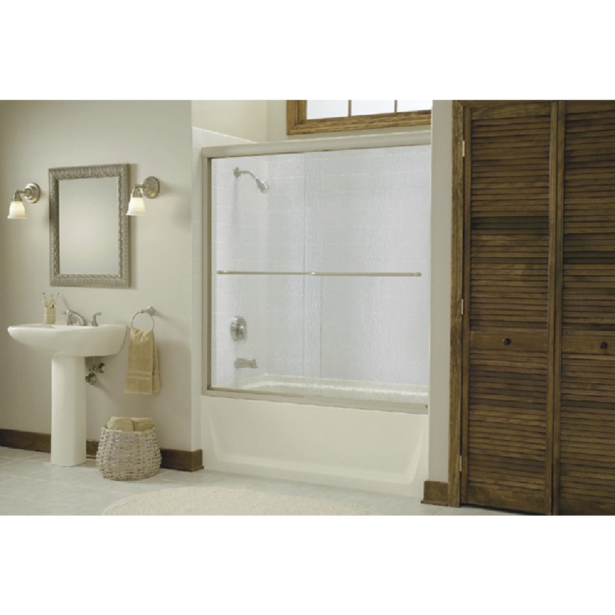 Sterling Finesse 59-5/8 In. W. X 55-3/4 In. H. Chrome Semi-Frameless Clear Glass Sliding Tub Door