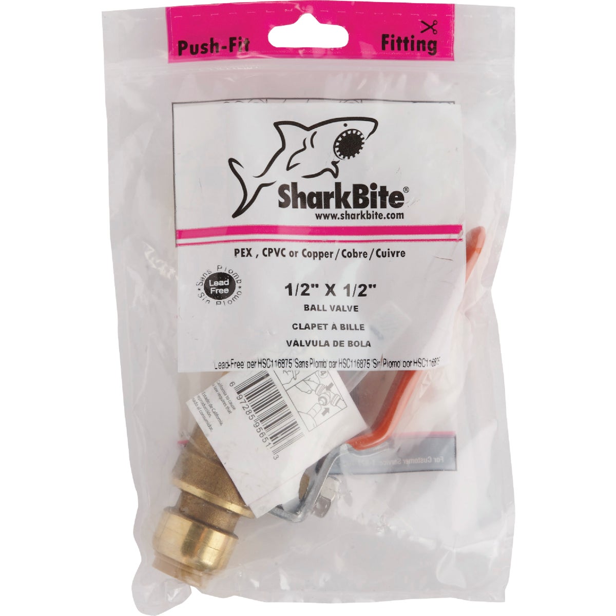 SharkBite 1/2 In. Brass Push-Fit Ball Valve