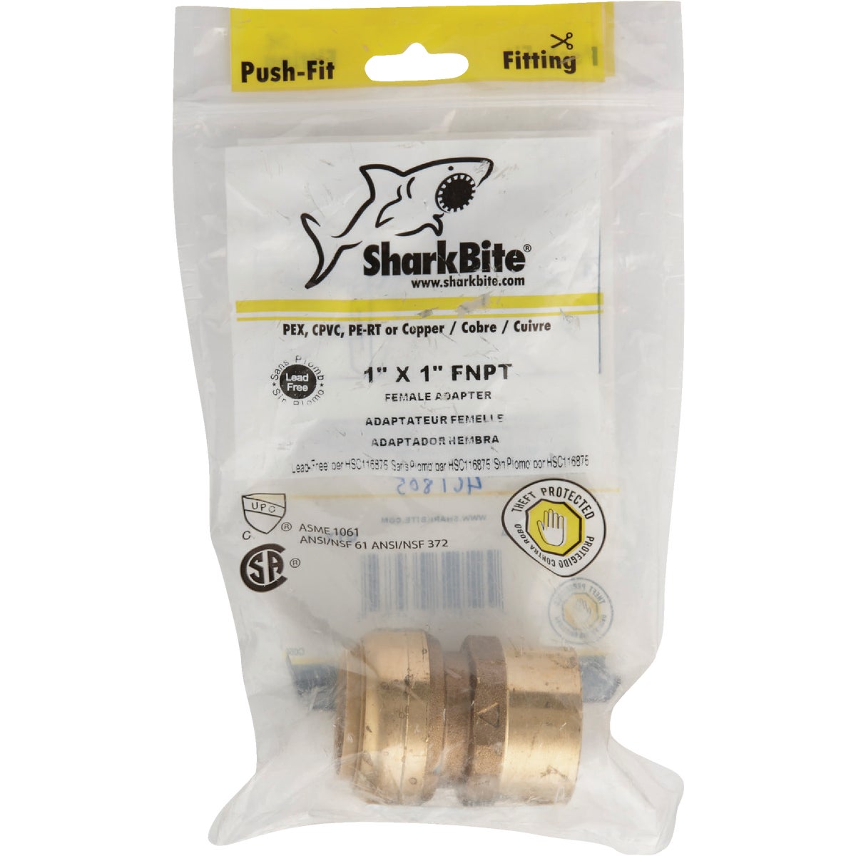 SharkBite 1 In. x 1 In. FNPT Straight Brass Push-to-Connect Female Adapter