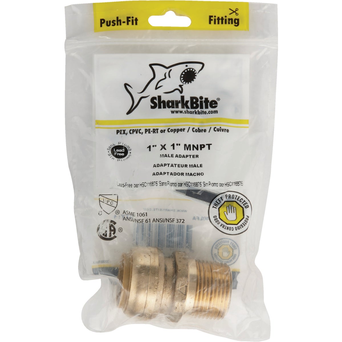 SharkBite 1 In. x 1 In. MNPT Straight Brass Push-to-Connect Male Adapter