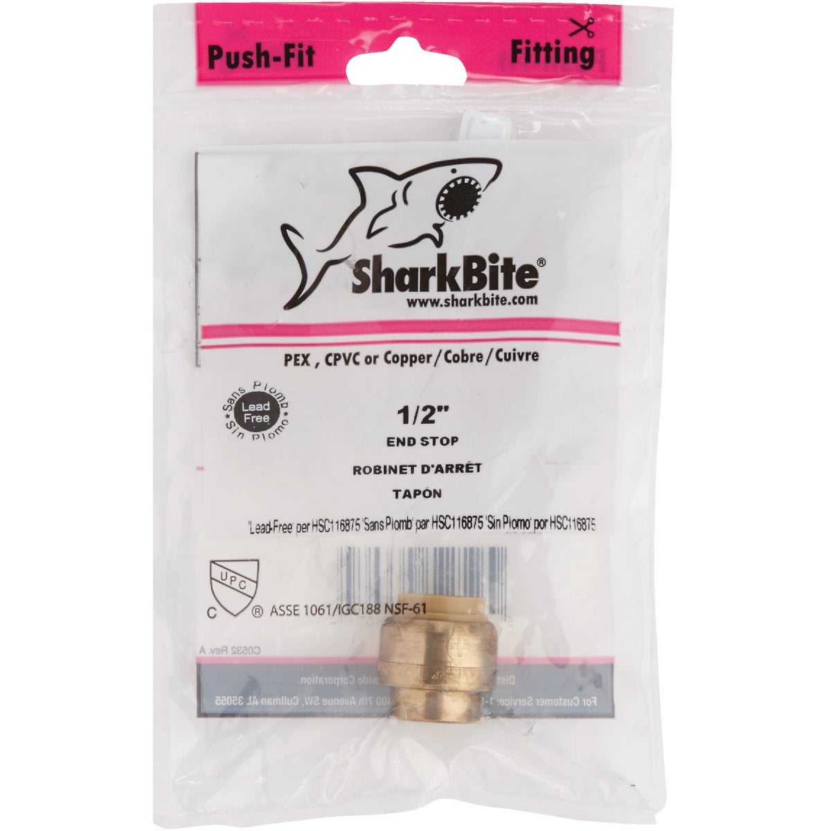 SharkBite 1/2 In. Push-to-Connect Brass End Push Cap