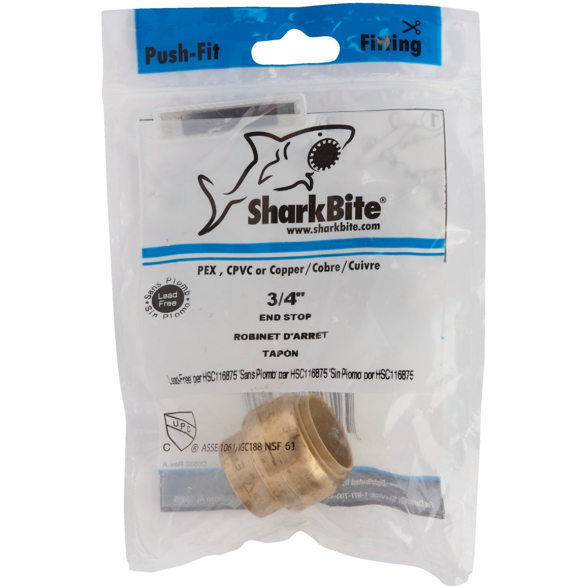 SharkBite 3/4 In. Push-to-Connect Brass End Push Cap