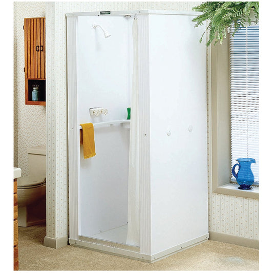 Mustee Durastall 32-5/8 In. x 32-5/8 In. x 75-3/8 In. White Co-polymer Plastic Shower Stall