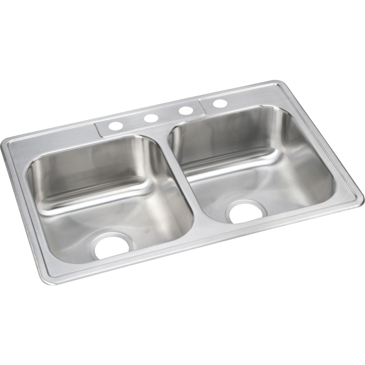 Elkay Double Bowl 33 In. x 22 In. x 8 In. Deep Satin Stainless Steel Kitchen Sink