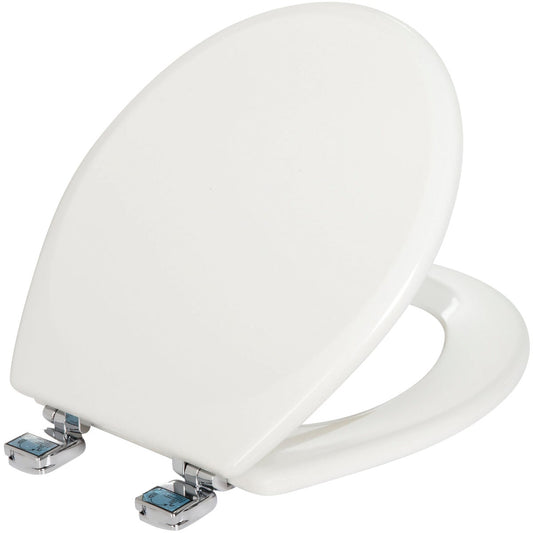 Mayfair Round Closed Front STA-TITE White Wood Toilet Seat