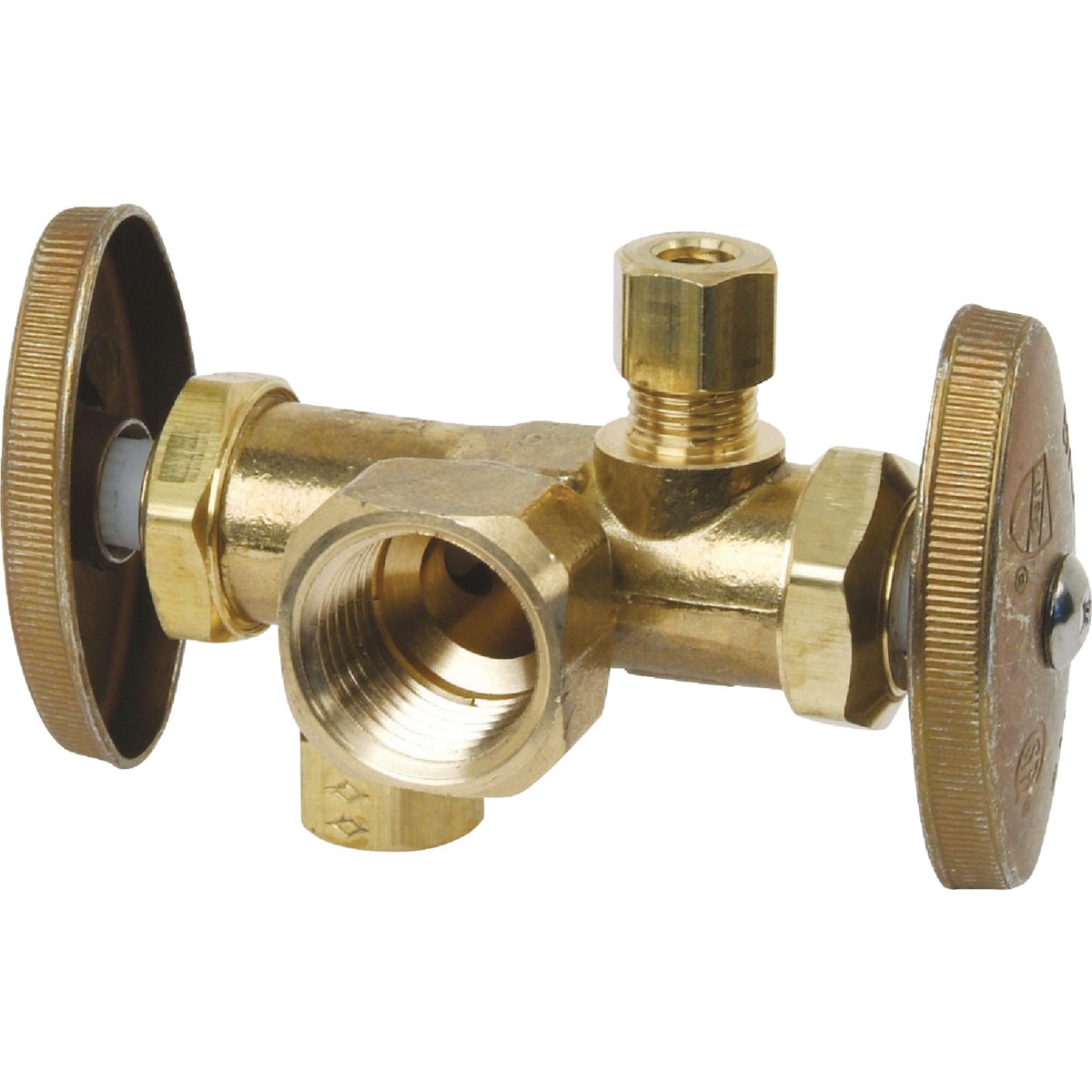 BrassCraft 1/2 In. F X 3/8 In. OD X 1/4 In. OD Rough Brass Dual Outlet Valve