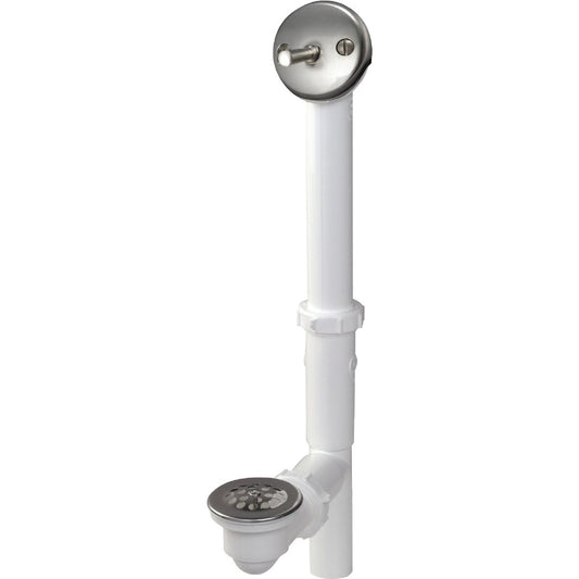 Do it White Plastic Trip Lever Bath Drain with Brushed Nickel Trim and Strainer & Dome Grid