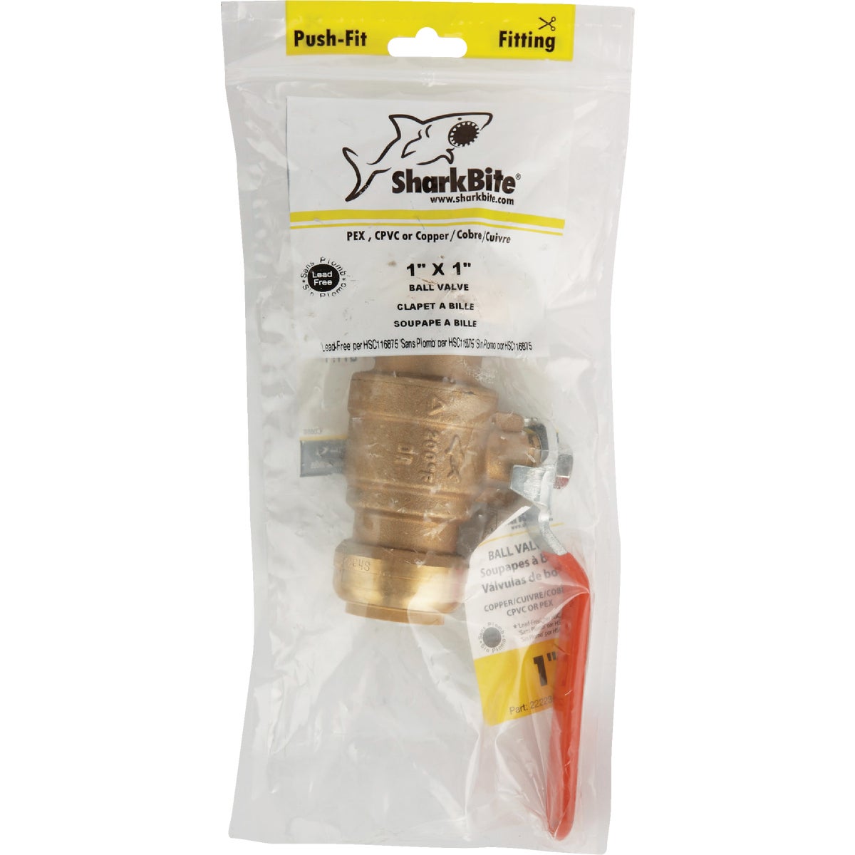 SharkBite 1 In. Brass Push-Fit Ball Valve