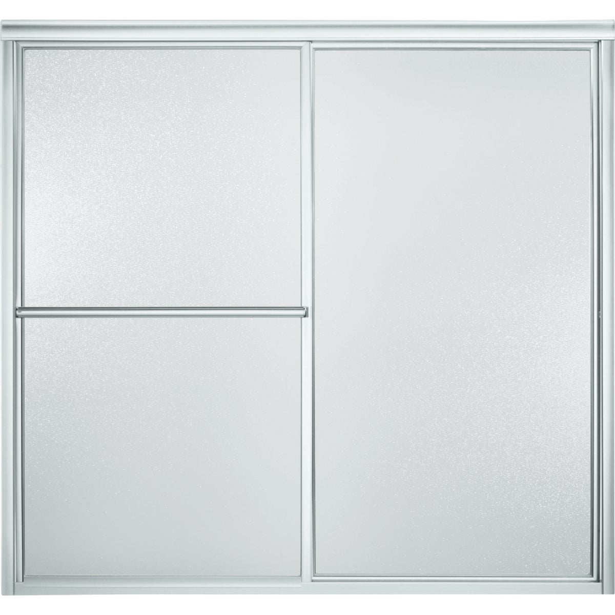 Sterling Deluxe Framed 59-3/8 In. W. X 56-1/4 In. H. Chrome Pebbled Glass Sliding Tub Door