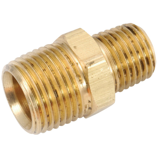 Anderson Metals 3/8 In. x 1/4 In. Reducing Hex Red Brass Nipple